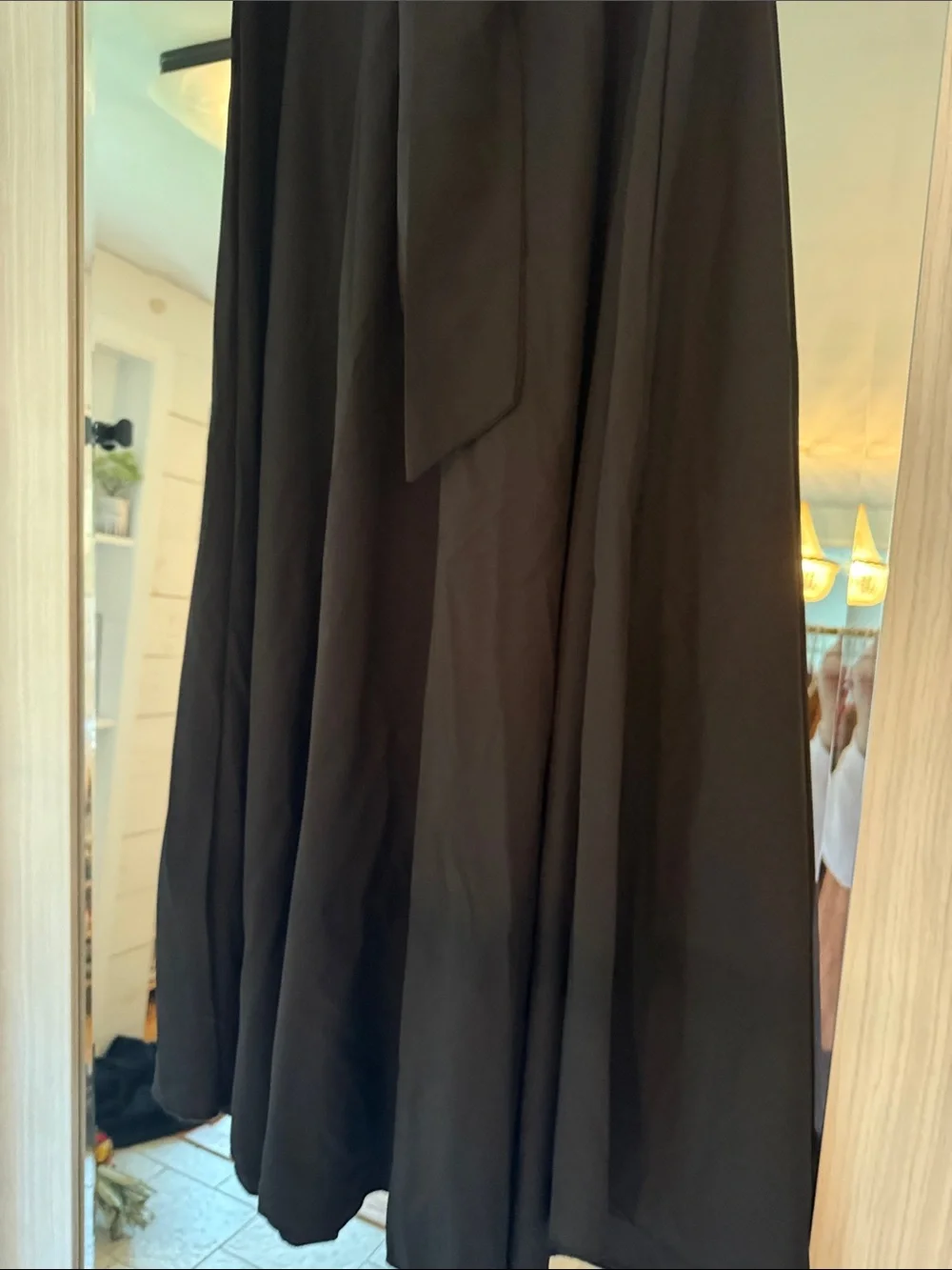Flowing Black Maxi Skirt with Waist Tie